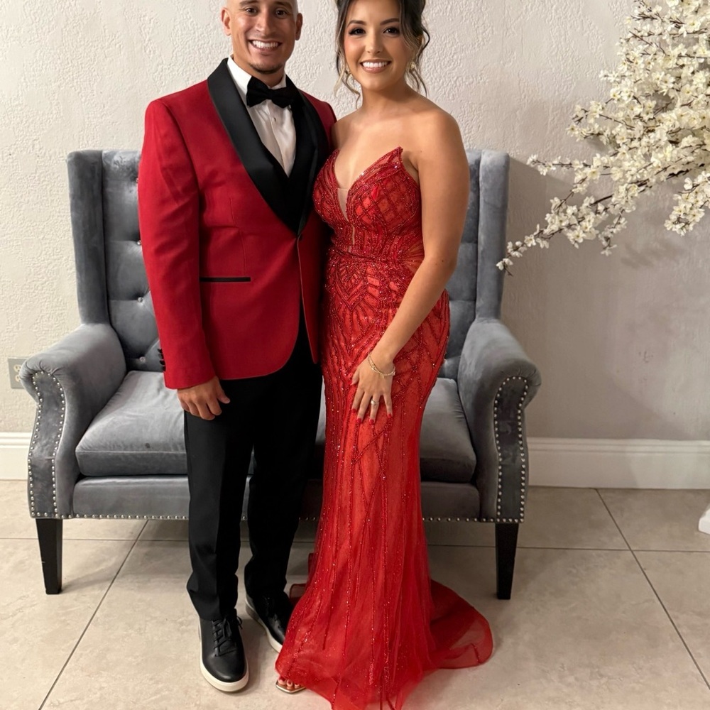 Red Formal Strapless Dress